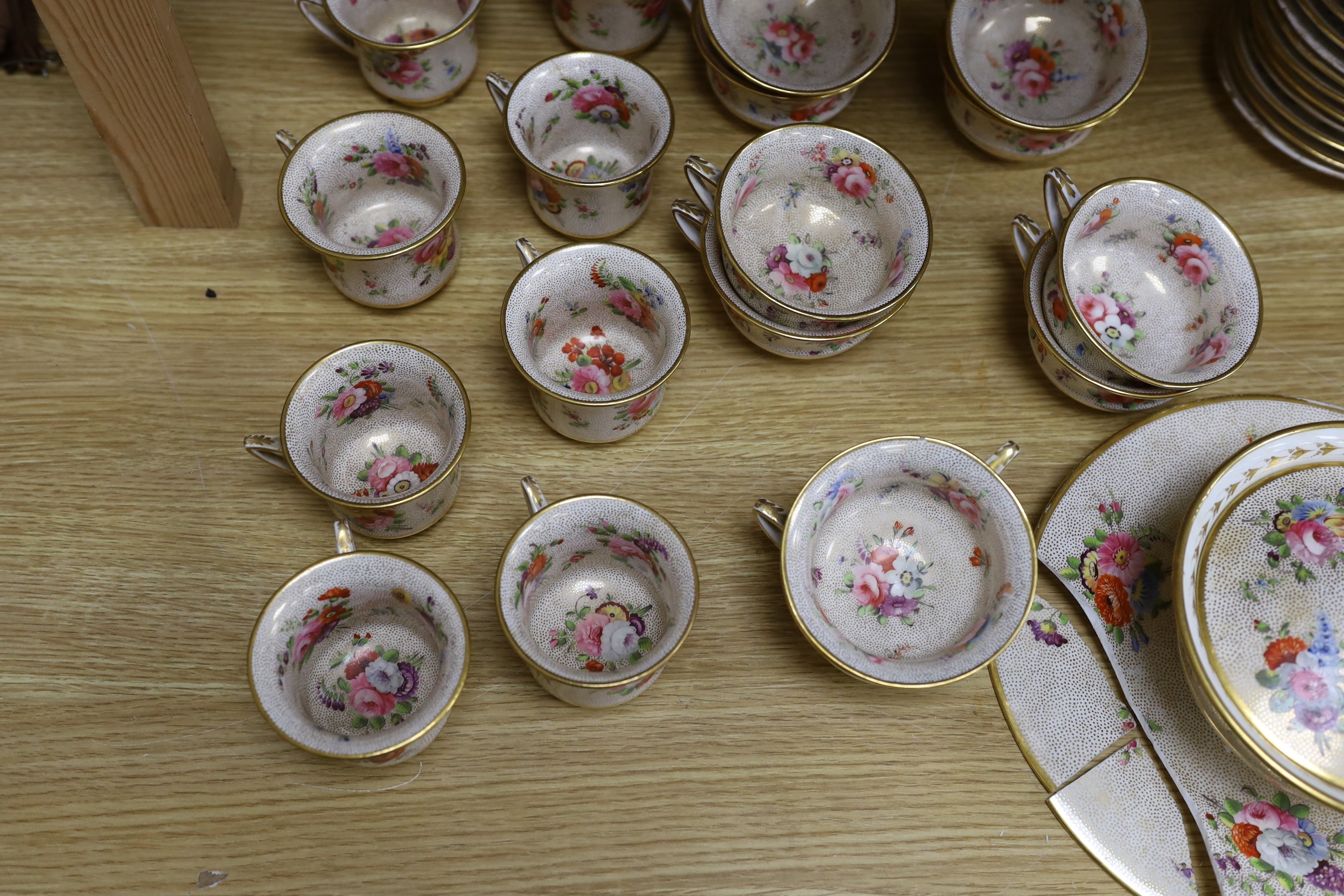 A Coalport ‘Improved feltspar’ porcelain part tea and coffee service, c.1825